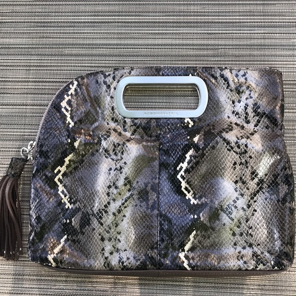 NWOT BCBGMaxAzria Foldover Snakeskin Print Clutch - Picture 3 of 9